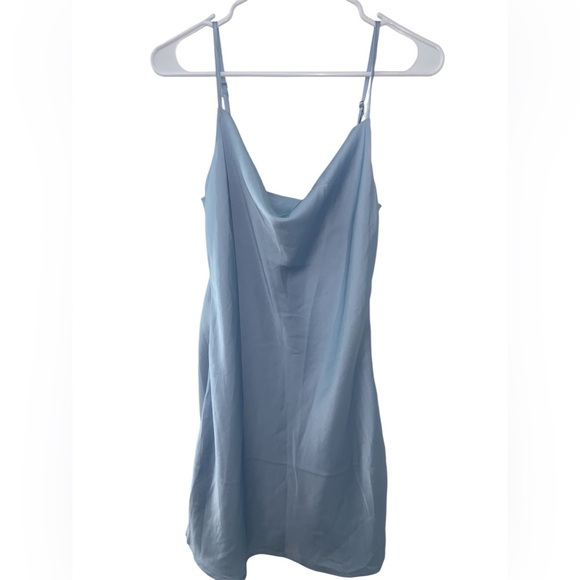 Slip Dress Women’s Mini silky sky blue size sim - Picture 1 of 11